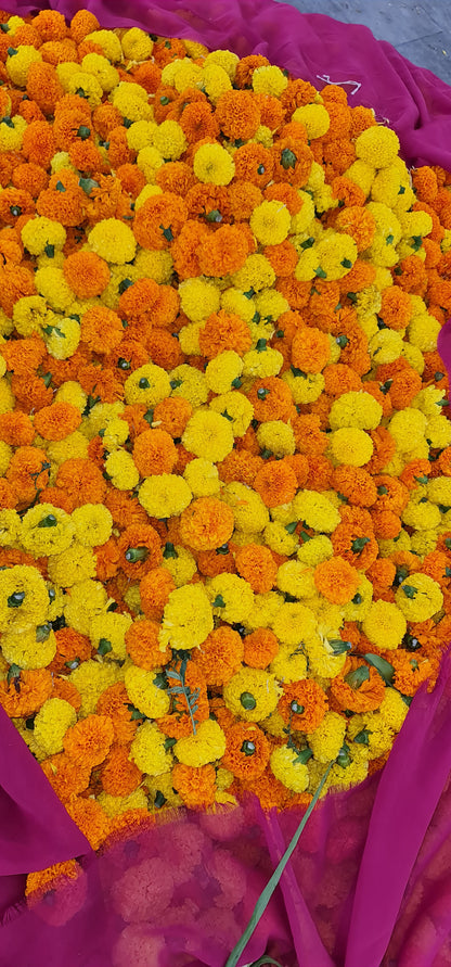 Navratri Special: Fresh Gainda (Marigold) & Rose Flower Combo - Just Rs 20! Free Same Day or Next Day Delivery!